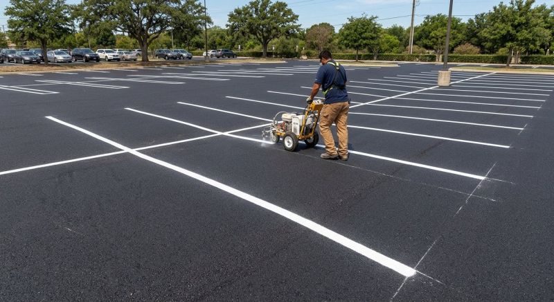 Concrete Parking Lot Striping in Roswell, GA